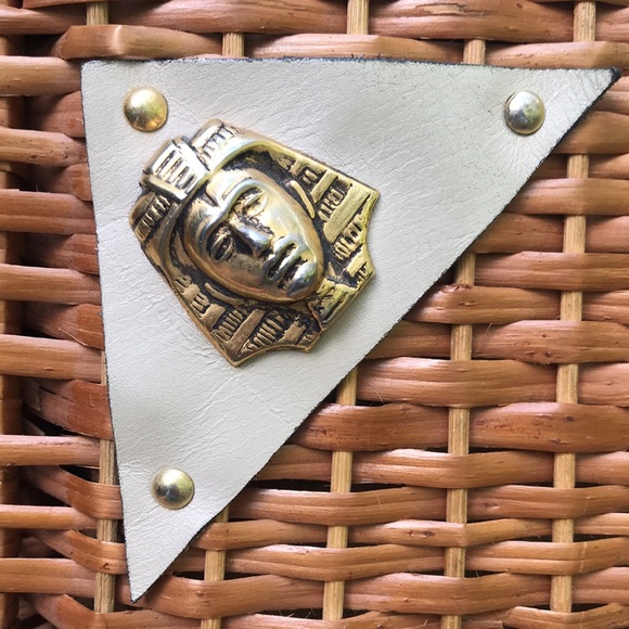 Vintage Woven Wicker Handbag w/ Leather Trim‎ - Picture 5 of 13